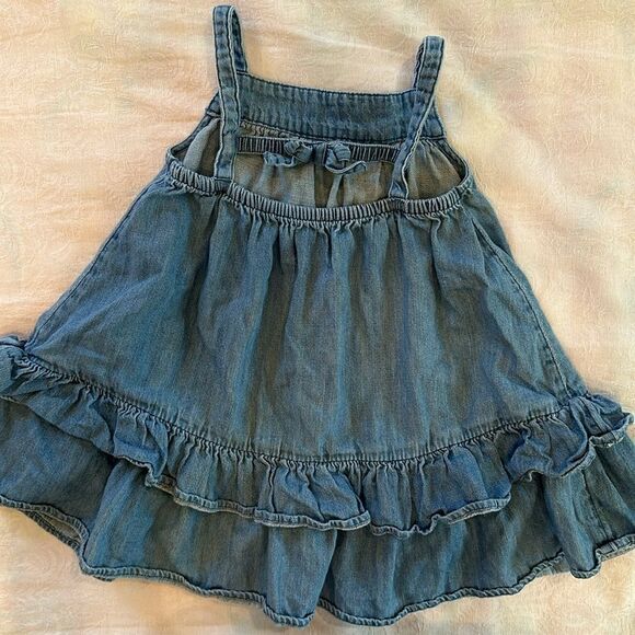 Old Navy Denim Ruffed Sun Dress Toddler Size 3 - Picture 2 of 5